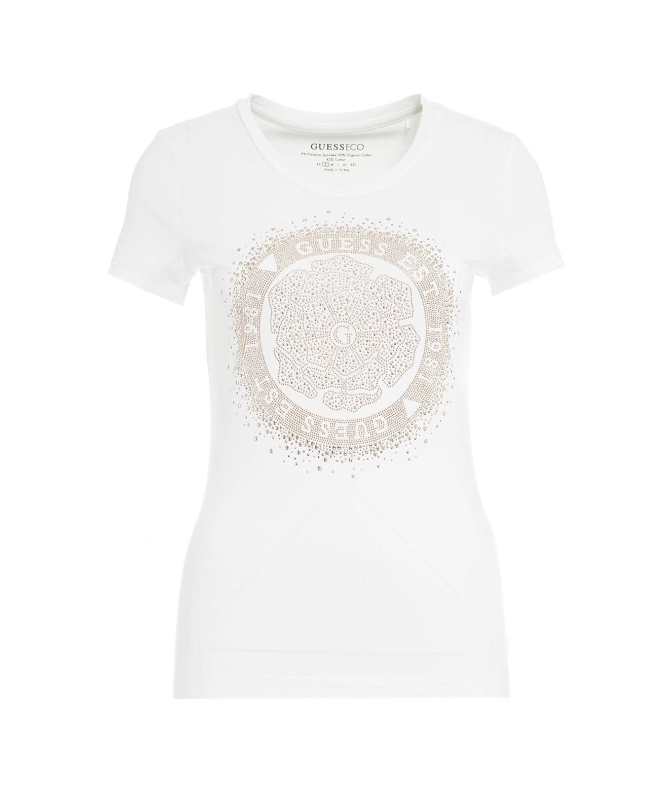 Guess MIT STRASS-LOGO - T-shirt con stampa - blau/blu 