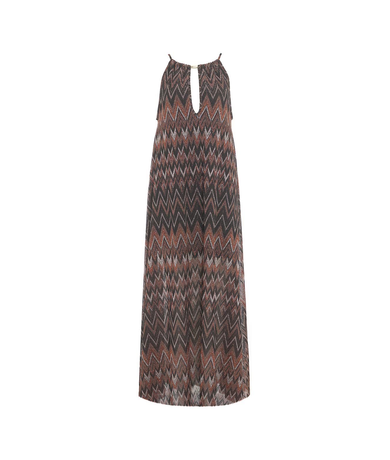 Kaos Maxi dress in lurex Brown Woman