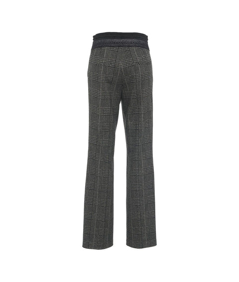 Pantaloni gamba larga in glen check 'Ava' #grigio