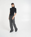 Pantaloni gamba larga in glen check 'Ava' #grigio