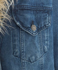 Giacca jeans con collo di pelliccia #blu