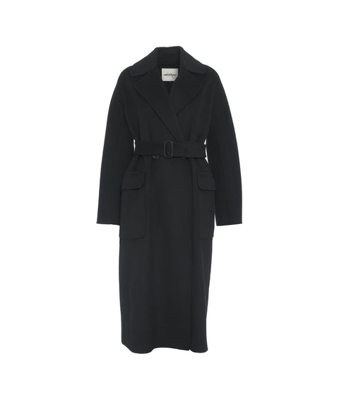 Cappotto in misto lana con cintura #nero