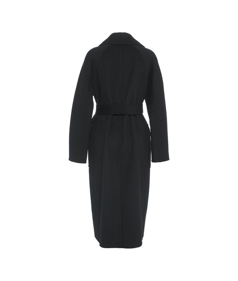 Cappotto in misto lana con cintura #nero