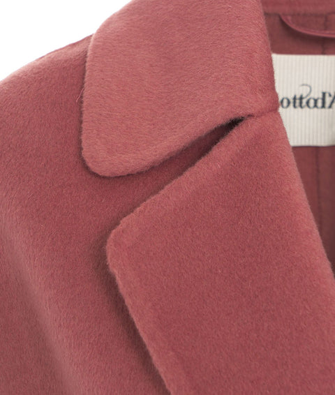 Cappotto doppiopetto in misto lana con cintura #rosa