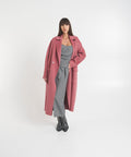 Cappotto doppiopetto in misto lana con cintura #rosa