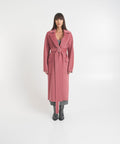 Cappotto doppiopetto in misto lana con cintura #rosa