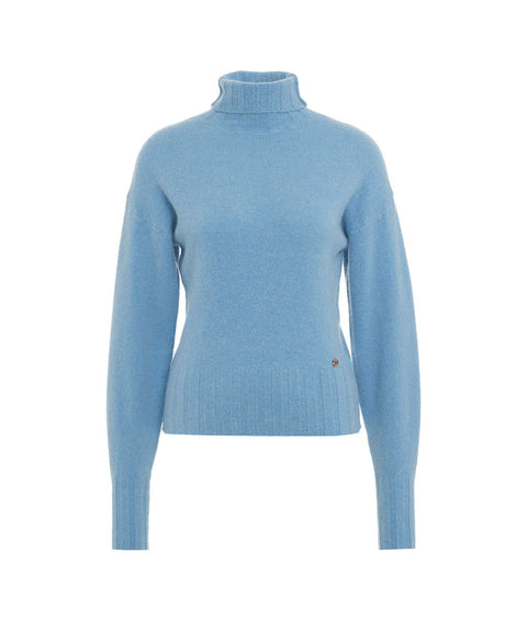 Maglione dolcevita in maglia #blu