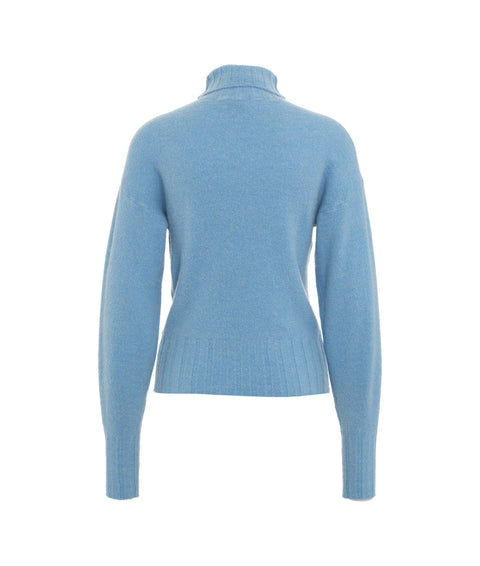 Maglione dolcevita in maglia #blu