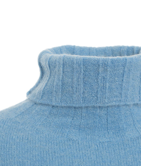 Maglione dolcevita in maglia #blu