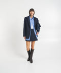 Blazer a un bottone in misto lana #blu