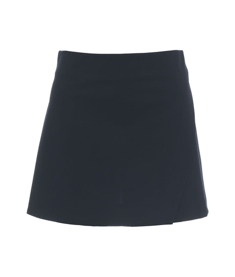 Skort mini a trapezio in misto lana #blu