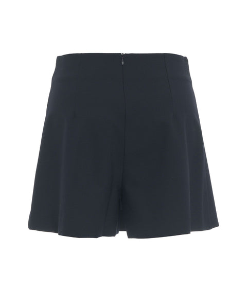 Skort mini a trapezio in misto lana #blu