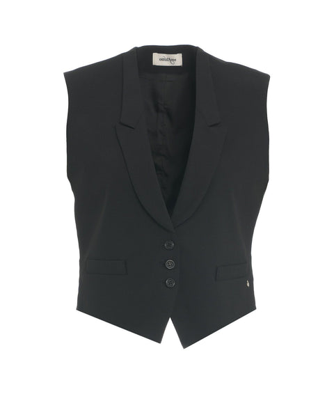 Gilet monopetto con revers #nero