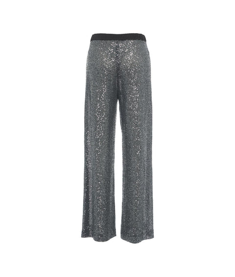 Pantaloni palazzo con paillettes #argento