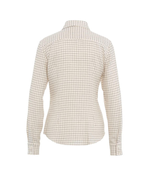 Camicia a quadri con volant #beige