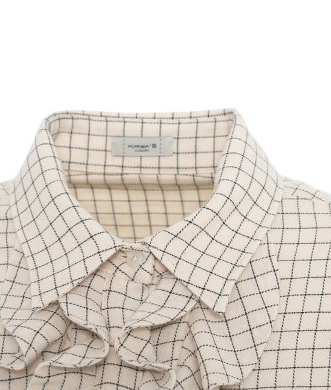 Camicia a quadri con volant #beige