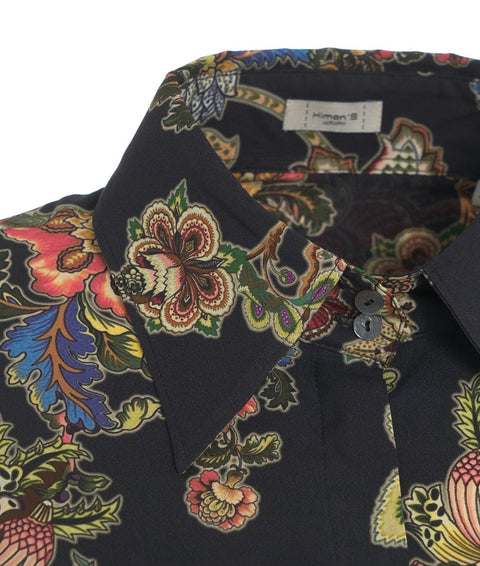 Camicia con stampa floreale #nero