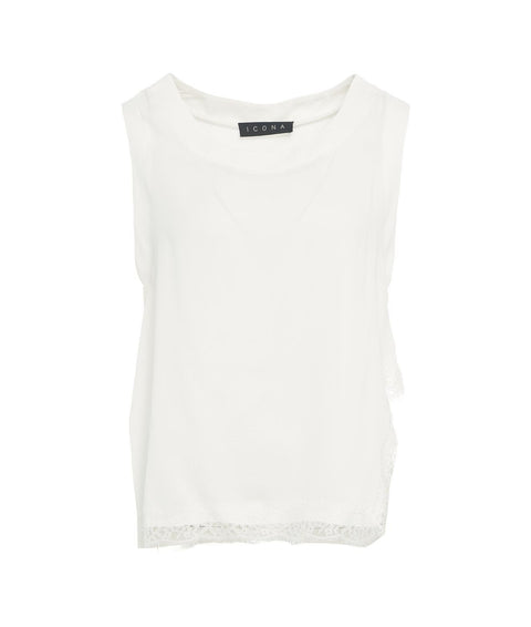 Top con pizzo #bianco