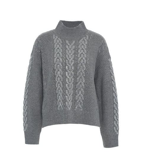 Maglione in maglia con strass #grigio