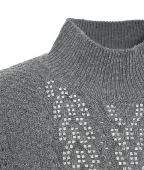 Maglione in maglia con strass #grigio