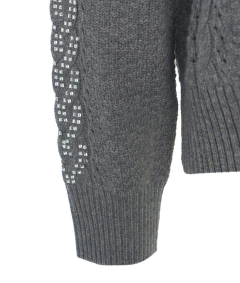 Maglione in maglia con strass #grigio