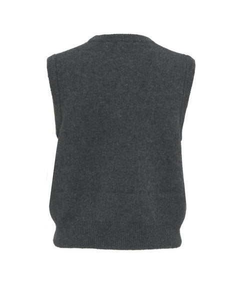 Gilet in misto alpaca #grigio