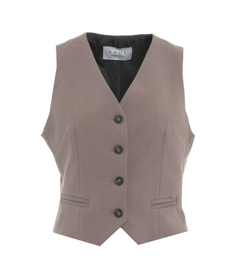 Gilet monopetto #marrone