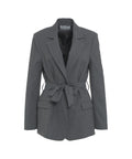 Blazer monopetto con cintura in vita #grigio