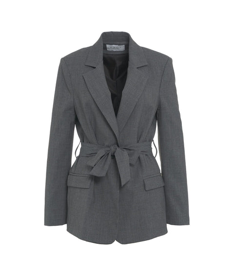 Blazer monopetto con cintura in vita #grigio