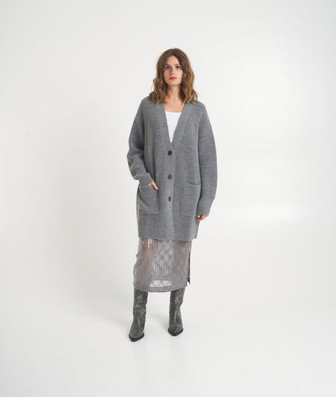 Cardigan a maglia in misto lana #grigio