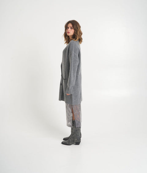 Cardigan a maglia in misto lana #grigio