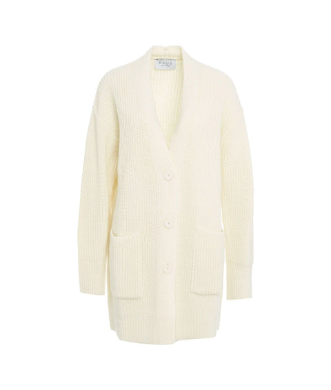 Cardigan a maglia in misto lana #bianco