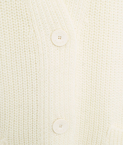 Cardigan a maglia in misto lana #bianco