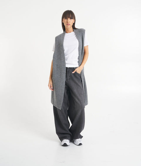 Maxi cardigan in maglia #grigio