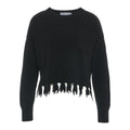 Knit pullover con frange #nero