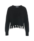 Knit pullover con frange #nero