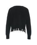 Knit pullover con frange #nero