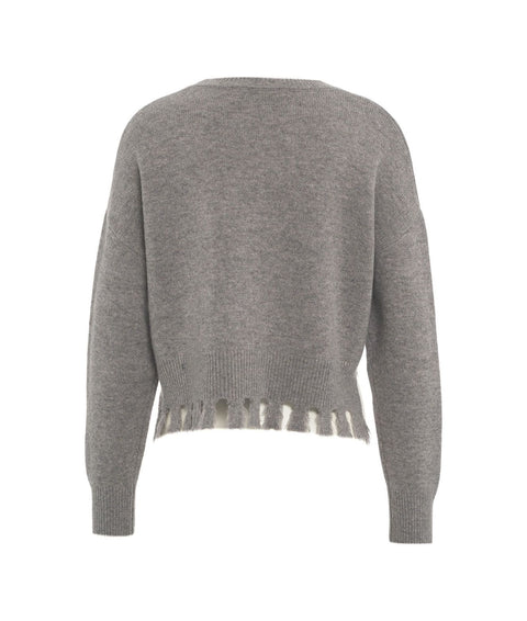 Knit pullover con frange #grigio