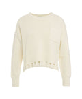 Knit pullover con frange #bianco