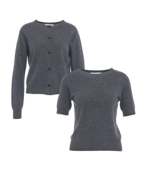 Set: Cardigan e t-shirt in lana #grigio