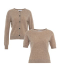 Set: Cardigan e t-shirt in lana #marrone