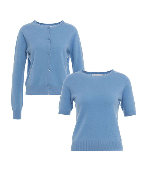 Set: Cardigan e t-shirt in lana #blu