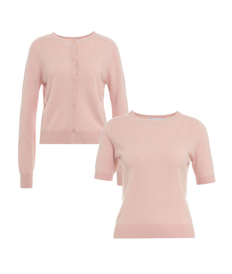 Set: Cardigan e t-shirt in lana #rosa