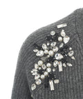 Cardigan in maglia con strass #grigio