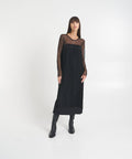 Maxi abito con frange lunghe #nero