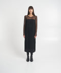 Maxi abito con frange lunghe #nero