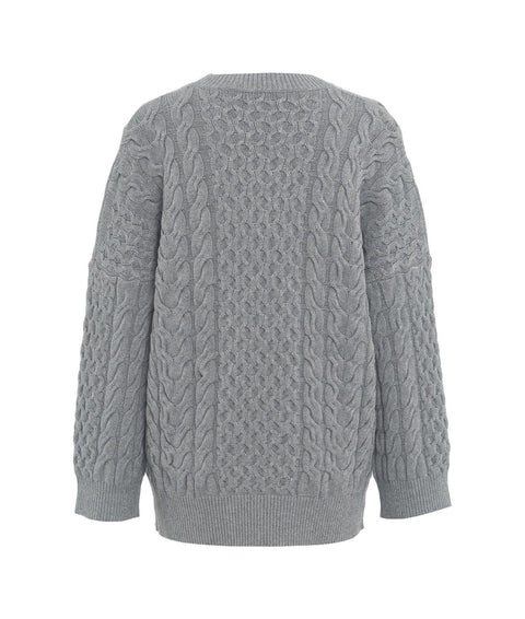 Maglione in maglia intrecciata #grigio