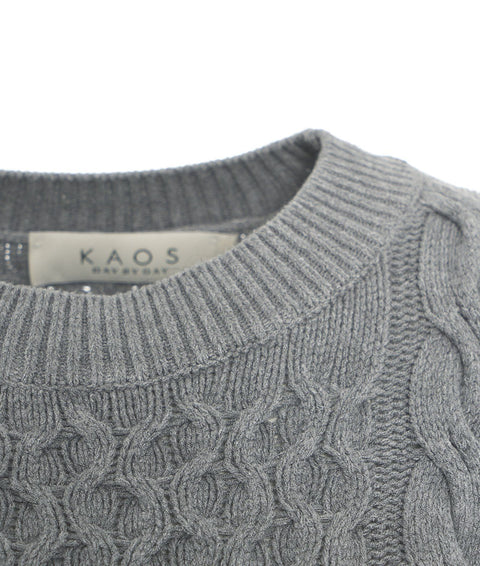 Maglione in maglia intrecciata #grigio