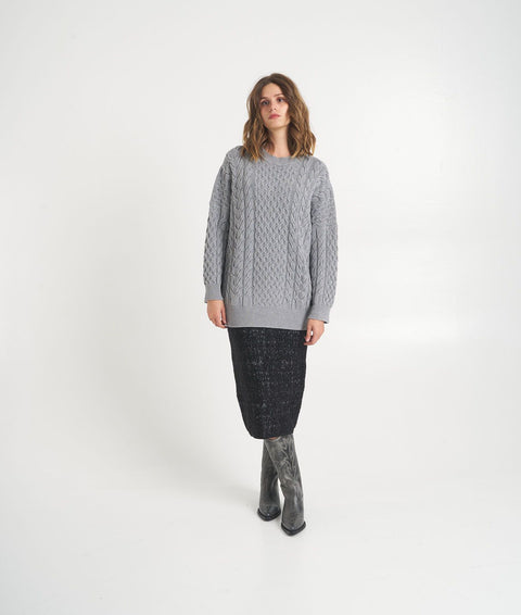 Maglione in maglia intrecciata #grigio