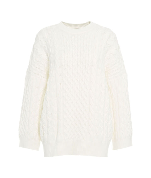 Maglione in maglia intrecciata #bianco